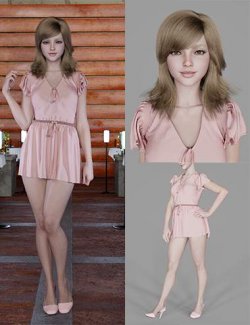 MGAB Brithney Fringe Hair and Summer Outfit for Genesis 9